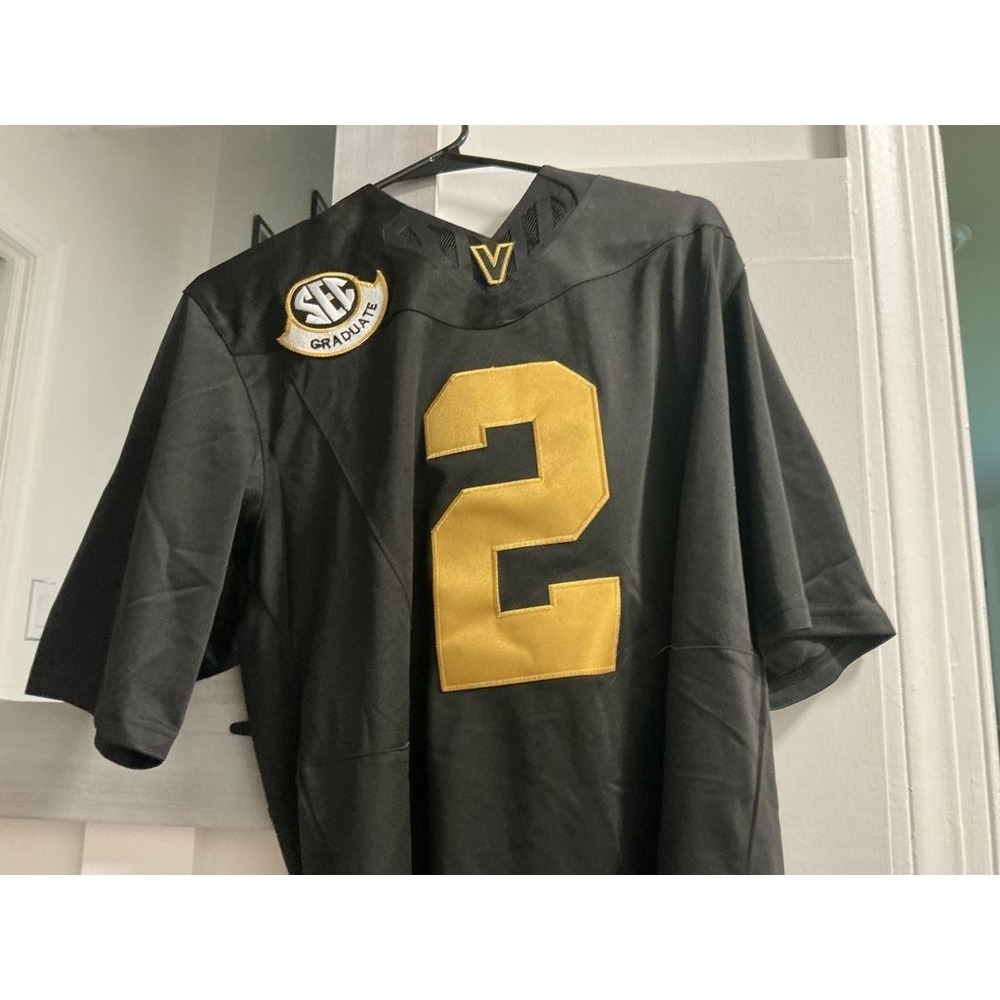 Vanderbilt Commodores Diego Pavia 2 Jersey SEC Graduate Black Gold Small